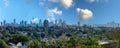 Panorama view of Sydney CBD and Sydney Harbour. Distant view of High-rise office towers and high-rise apartment buildings. Royalty Free Stock Photo