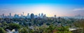 Panorama view of Sydney CBD and Sydney Harbour. Distant view of High-rise office towers and high-rise apartment buildings. Royalty Free Stock Photo