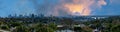 Panorama view of Sydney CBD and Sydney Harbour. Distant view of High-rise office towers and high-rise apartment buildings. Royalty Free Stock Photo