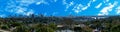 Panorama view of Sydney CBD and Sydney Harbour. Distant view of High-rise office towers and high-rise apartment buildings. Royalty Free Stock Photo