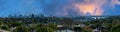 Panorama view of Sydney CBD and Sydney Harbour. Distant view of High-rise office towers and high-rise apartment buildings. Royalty Free Stock Photo