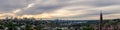 Panorama view of Sydney CBD and Sydney Harbour. Distant view of High-rise office towers and high-rise apartment buildings. Royalty Free Stock Photo