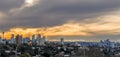 Panorama view of Sydney CBD and Sydney Harbour. Distant view of High-rise office towers and high-rise apartment buildings. Royalty Free Stock Photo