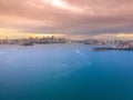 Panorama view of Sydney Harbour with the CBD in the background NSW Australia. Nice blue skies, clear turquoise waters. Royalty Free Stock Photo