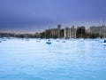 Panorama view of Sydney Harbour with the CBD in the background NSW Australia. Nice blue skies, clear turquoise waters. Royalty Free Stock Photo