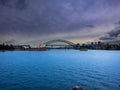 Panorama view of Sydney Harbour with the CBD in the background NSW Australia. Nice blue skies, clear turquoise waters. Royalty Free Stock Photo