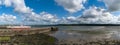 Panorama view of the Tarbert ferry landing at the ferry terminal on the Shannon River Estuary in western Ireland Royalty Free Stock Photo