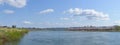 Panorama view of Tenshochi Park in Iwate Prefecture,Japan is famous for the more than 10,000 cherry trees planted alongside the K Royalty Free Stock Photo