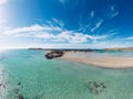 Elafonisi beach in Crete, Greece. Crystal clear sea water and blue sky