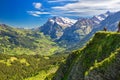 Panorama view to Grindelwald from Mannlichen Royalty Free Stock Photo