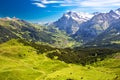 Panorama view to Grindelwald from Mannlichen Royalty Free Stock Photo