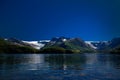 Panorama view to Nordfjorden and Svartisen glacier, Meloy, Norway