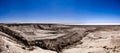 Panorama view to saline Barsa Kelmes lake and Ustyurt plateau in Karakalpakstan, Uzbekistan