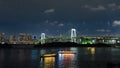 Panorama view of Tokyo Bay and Rainbow bridge with cityscape at night, Odaiba, Japan Royalty Free Stock Photo