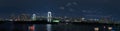 Panorama view of Tokyo Bay and Rainbow bridge with cityscape at night, Odaiba, Japan Royalty Free Stock Photo