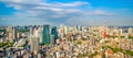 Panorama view of Tokyo city skyline and Tokyo Tower building in Japan Royalty Free Stock Photo