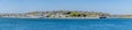 A panorama view towards the Neyland across the Haven from Pembroke Dock, Pembrokeshire, South Wales Royalty Free Stock Photo