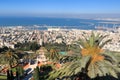 Panorama view towards the Shrine of the Bab from upper Terraces of Bahai gardens in Haifa, Israel Royalty Free Stock Photo