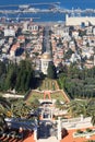 Panorama view towards the Shrine of the Bab from upper Terraces of Bahai gardens in Haifa, Israel Royalty Free Stock Photo