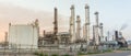 Panorama view petroleum refineries or chemical plants at sunrise in Texas, USA