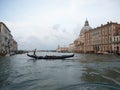 Panorama view of typical traditional gondola tourist boat ship ride in Grand Canal of Venice Venezia Veneto Italy Europe Royalty Free Stock Photo