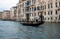 Panorama view of typical traditional gondola tourist boat ship ride in Grand Canal of Venice Venezia Veneto Italy Europe Royalty Free Stock Photo
