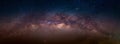 Panorama view universe space shot of milky way galaxy with stars on a night sky background Royalty Free Stock Photo