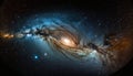 Panorama view universe space shot of milky way galaxy with stars on a night sky background.The Milky Way is the galaxy that