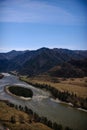 Panorama view of the valley and the river Katun. Part 3