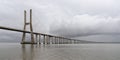 Panorama view of the Vasco da Gama Bridge in Lisbon Royalty Free Stock Photo