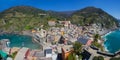 Panorama view of Vernazza fisherman village in Cinque Terre, Italy Royalty Free Stock Photo