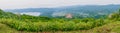 Panorama view from Viewpoint on Usu mountain at Hokkaido, Japan. This place include Showa Shinzan mountain and part of Lake Toya.