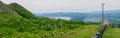 Panorama view from Viewpoint on Usu mountain at Hokkaido, Japan. This place include Showa Shinzan mountain and part of Lake Toya.