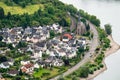 Panorama of view of Village of Boppard at Rhine River,middle Rhine Valley,Germany Royalty Free Stock Photo