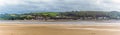 A panorama view from the village of Llansteffan, Wales across the river Towy towards Ferryside Royalty Free Stock Photo