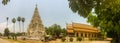 Panorama view of Wat Chedi Liam (Temple of the Squared Pagoda), the only ancient temple in the Wiang Kum Kam archaeological area Royalty Free Stock Photo