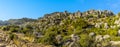 A panorama view of the weathered limestone structures in the Karst landscape of El Torcal near to Antequera, Spain