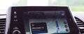 Panorama view welcome to Oklahoma text message appear on screen of real-time GPS navigation maps application display
