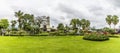 A panorama view west across the Central Park in La Fortuna, Costa Rica