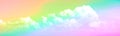 Panorama view of white soft Fluffy clouds and rainbow sky