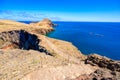 Panorama view of the wild coast and cliffs at Ponta de Sao Lourenco, Madeira island, Portugal Royalty Free Stock Photo