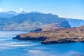 Panorama view of the wild coast and cliffs at Ponta de Sao Lourenco, Madeira island, Portugal