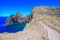 Panorama view of the wild coast and cliffs at Ponta de Sao Lourenco, Madeira island, Portugal Royalty Free Stock Photo