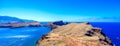 Panorama view of the wild coast and cliffs at Ponta de Sao Lourenco, Madeira island, Portugal