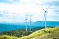 Panorama view of Wind power windmill generators farm of Electricity Generating Authority of Thailand at Khao Yai Tien Nakhon Royalty Free Stock Photo