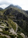Panorama view of winding curvy mountain road street Sa Corbata Sa Calobra Mallorca Balearic Islands Spain Europe