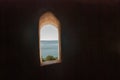 Panorama view from the window. Old Fortress Fortaleza de Jagua. Cuba, Cienfuegos.