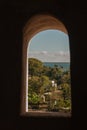 Panorama view from the window. Old Fortress Fortaleza de Jagua. Cuba, Cienfuegos.