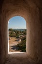 Panorama view from the window. Old Fortress Fortaleza de Jagua. Cuba, Cienfuegos.