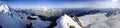 Panorama view of winter mountain landscape in the Swiss Alps near Klosters Royalty Free Stock Photo